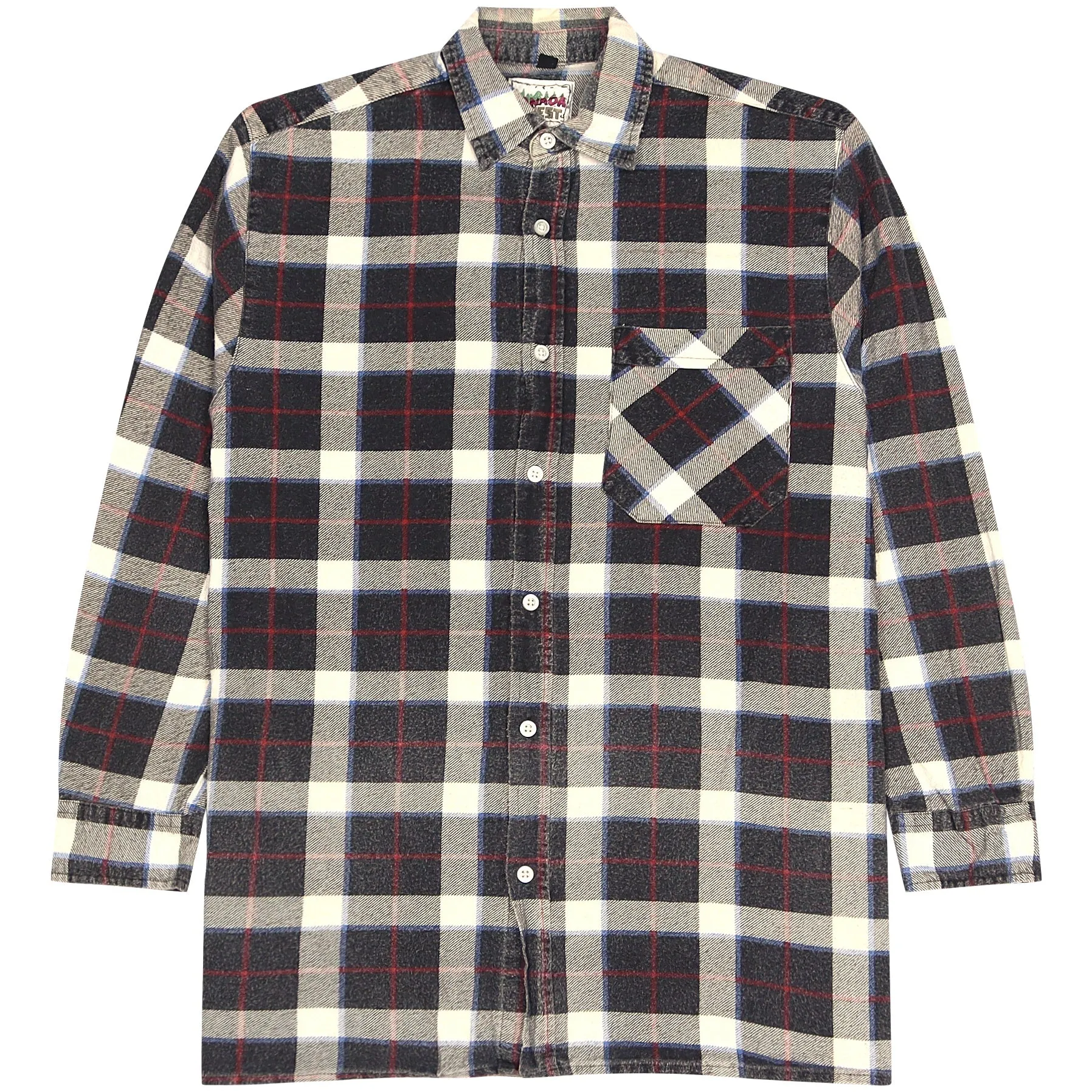 Canda Checkered Flannel Shirt Grey White Navy