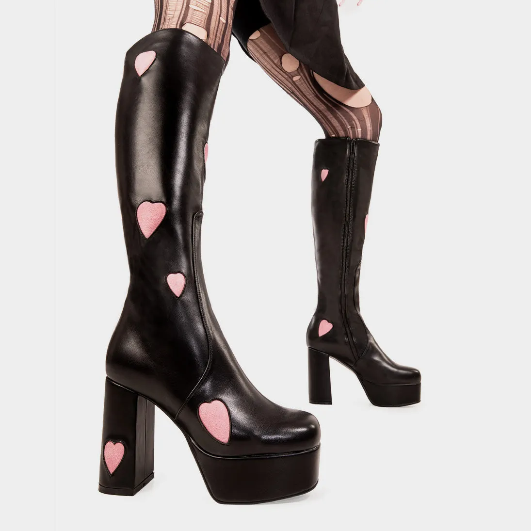 Candyfloss Love Platform Knee High Boots