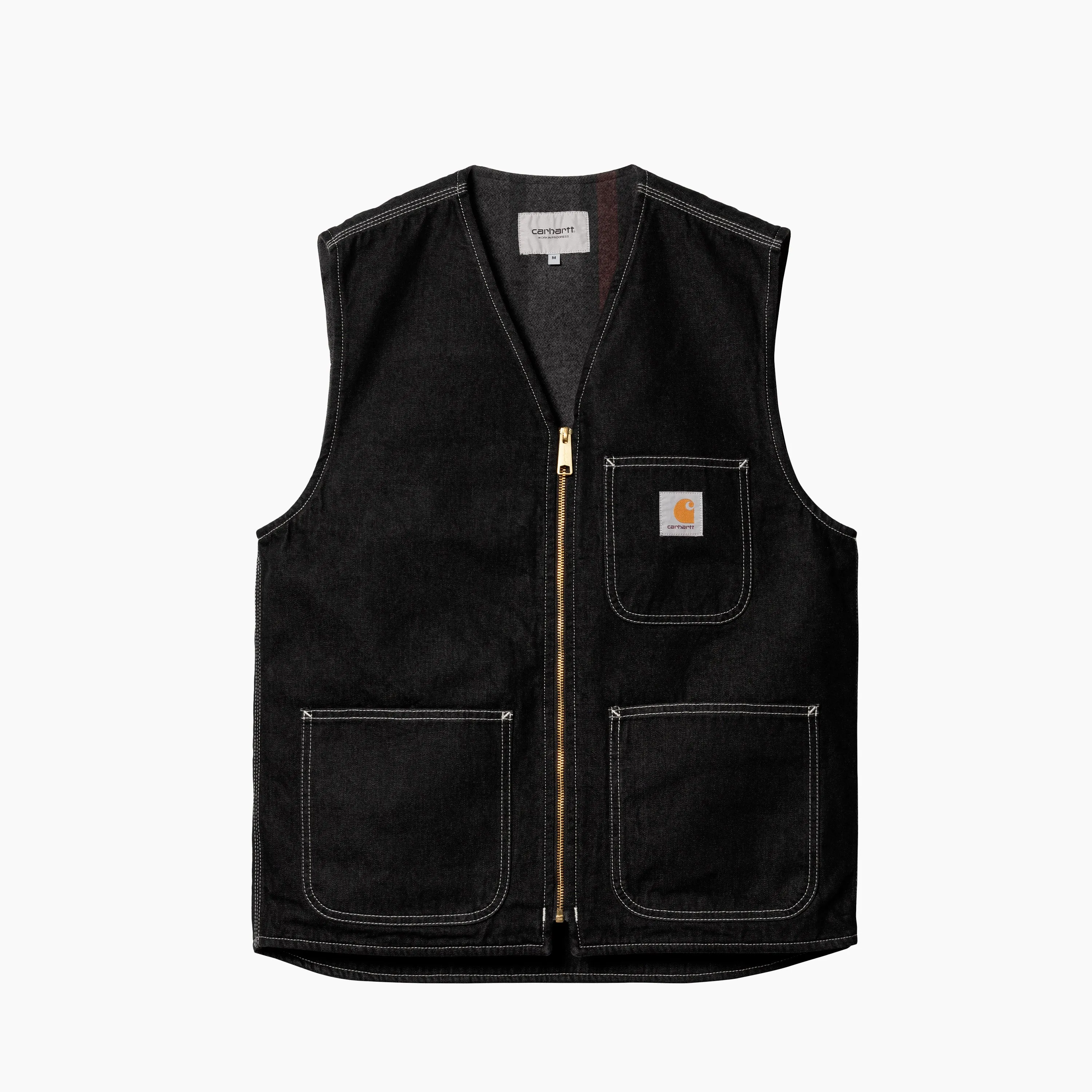 CARHARTT WIP CHORE VEST BLACK ONE WASH - I032704