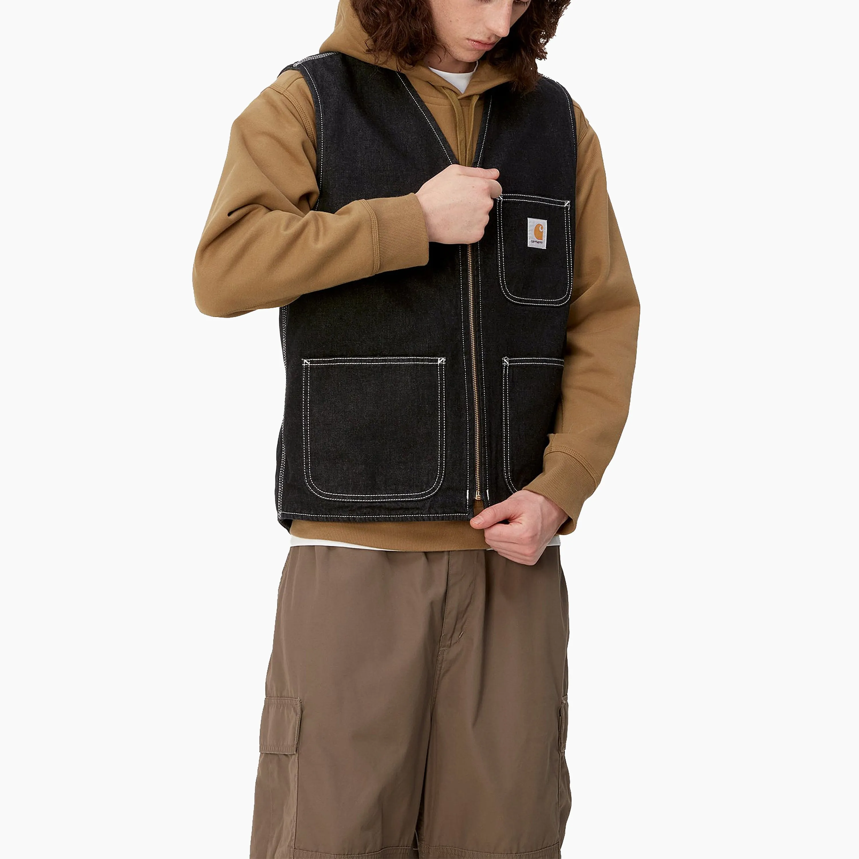 CARHARTT WIP CHORE VEST BLACK ONE WASH - I032704