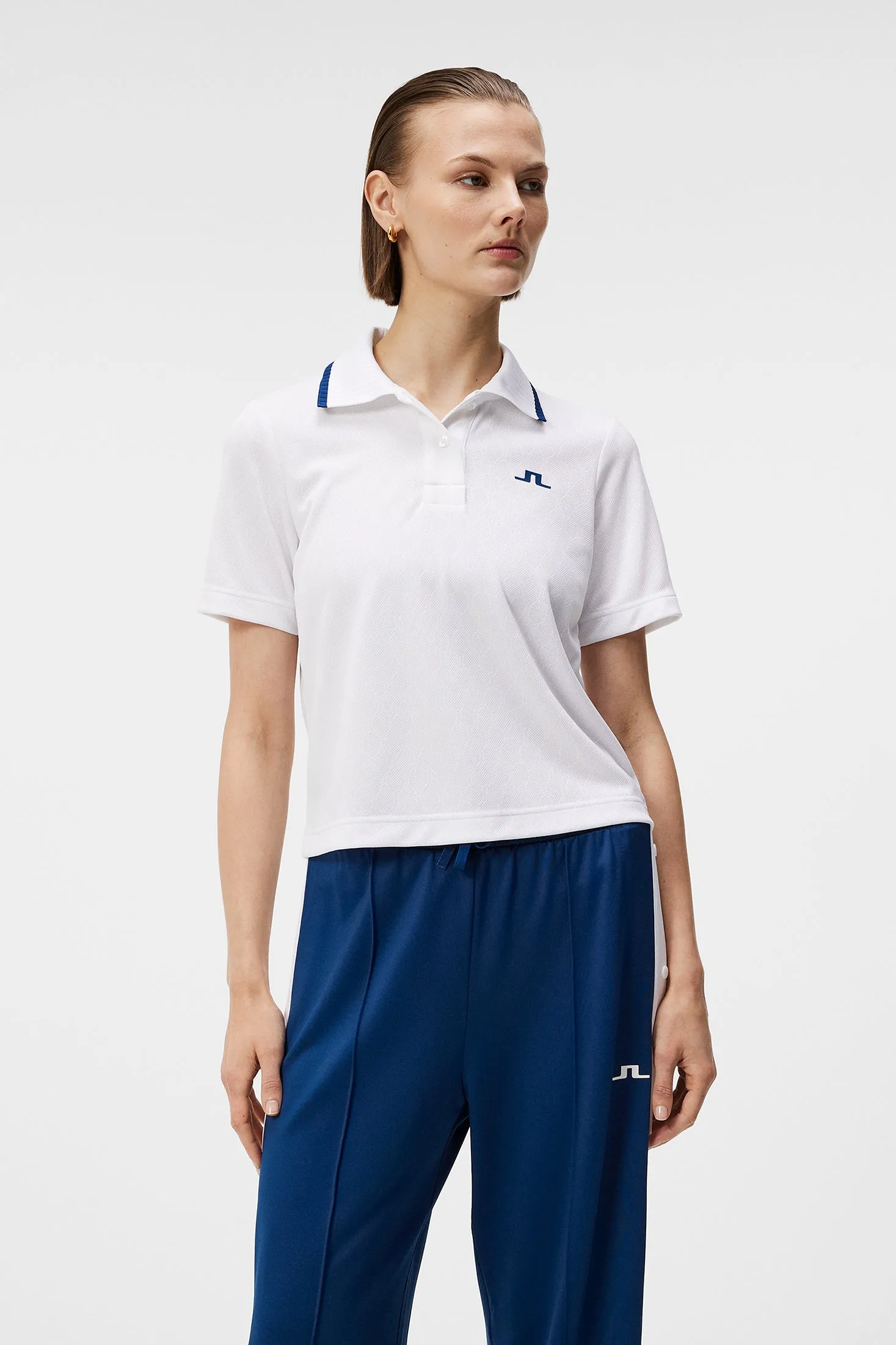 Carina Jacquard Polo / White