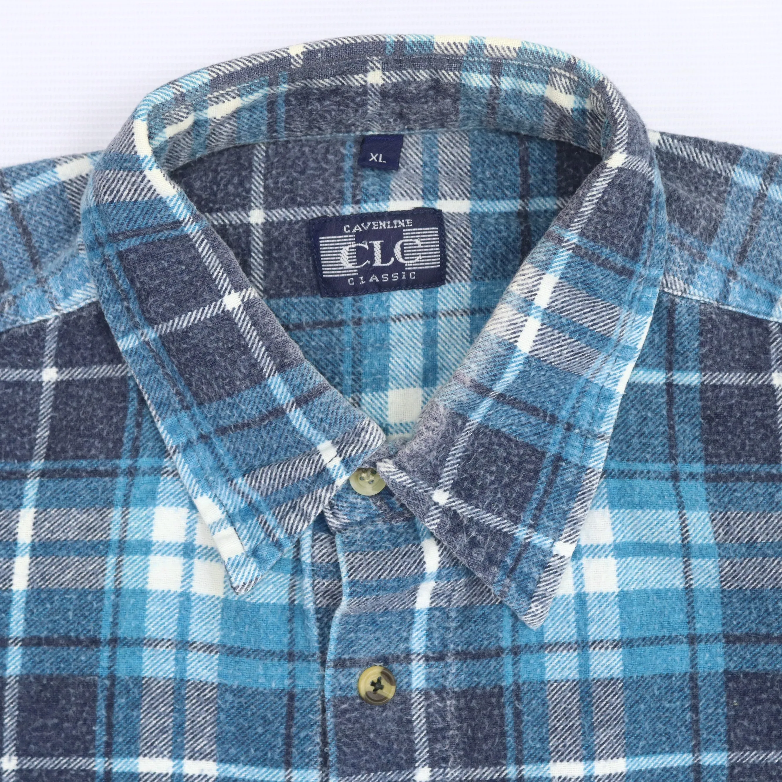 Cavenline Checkered Flannel Shirt Blue Navy