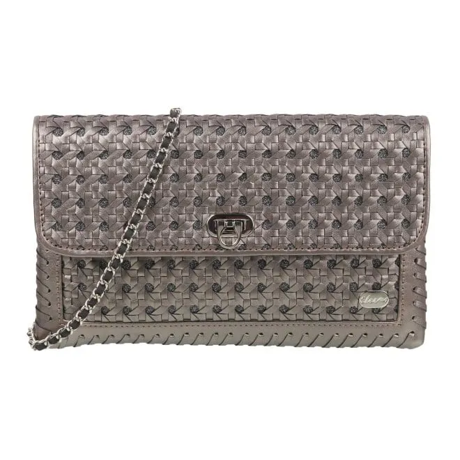 Cheemo Women Gun-Metal Flap Clutch Flap Clutch