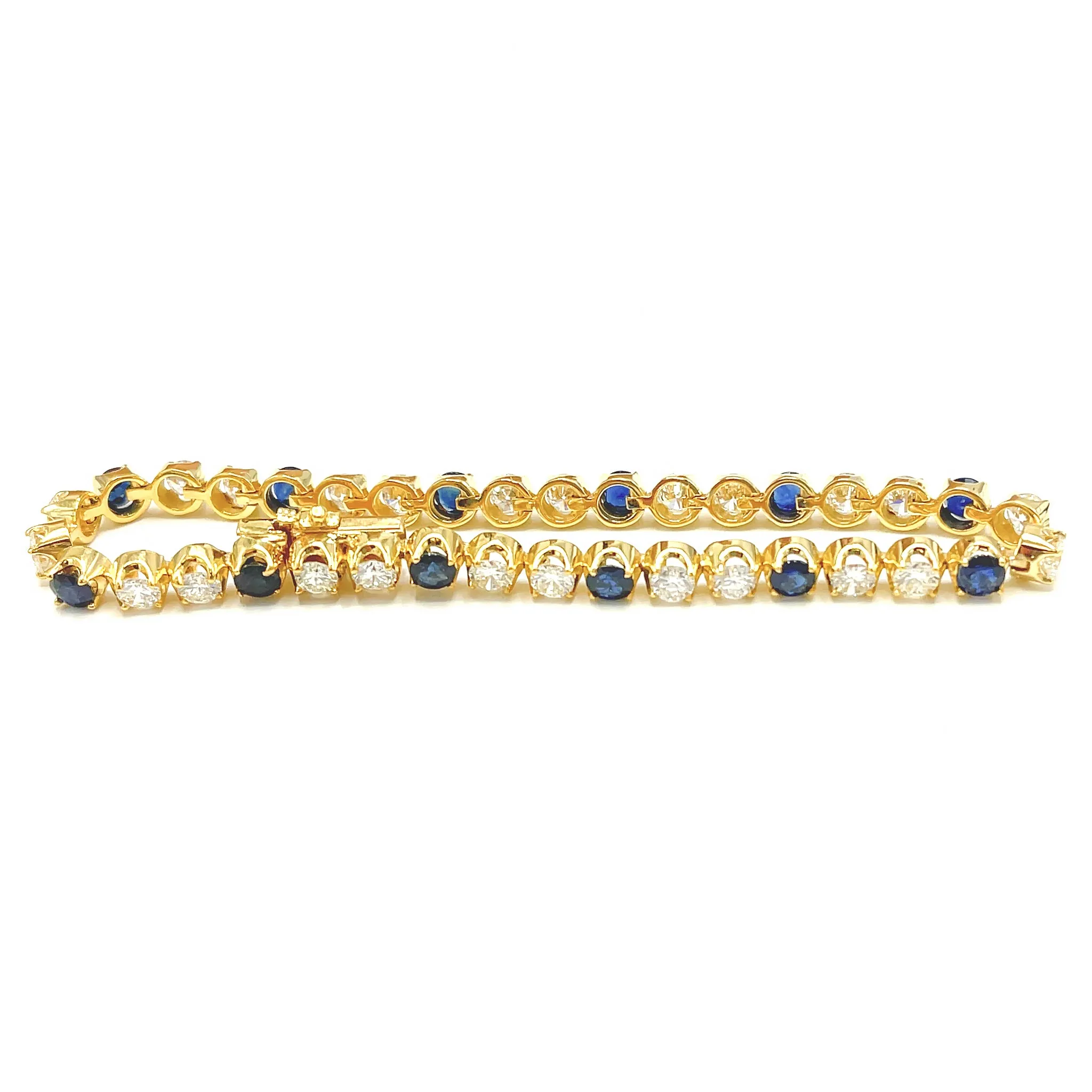 Classic Diamond & Sapphire Tennis Bracelet in 18k Gold