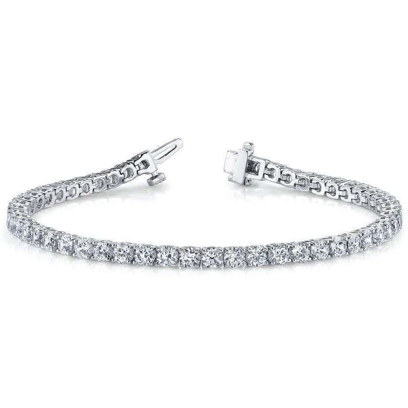 Classic Rounded Links Tennis Moissanite 14K White Gold Bracelet