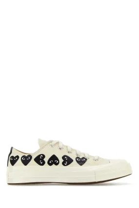 Comme Des Garcons Play Ivory Canvas Comme Des Gar§Ons X Converse Sneakers