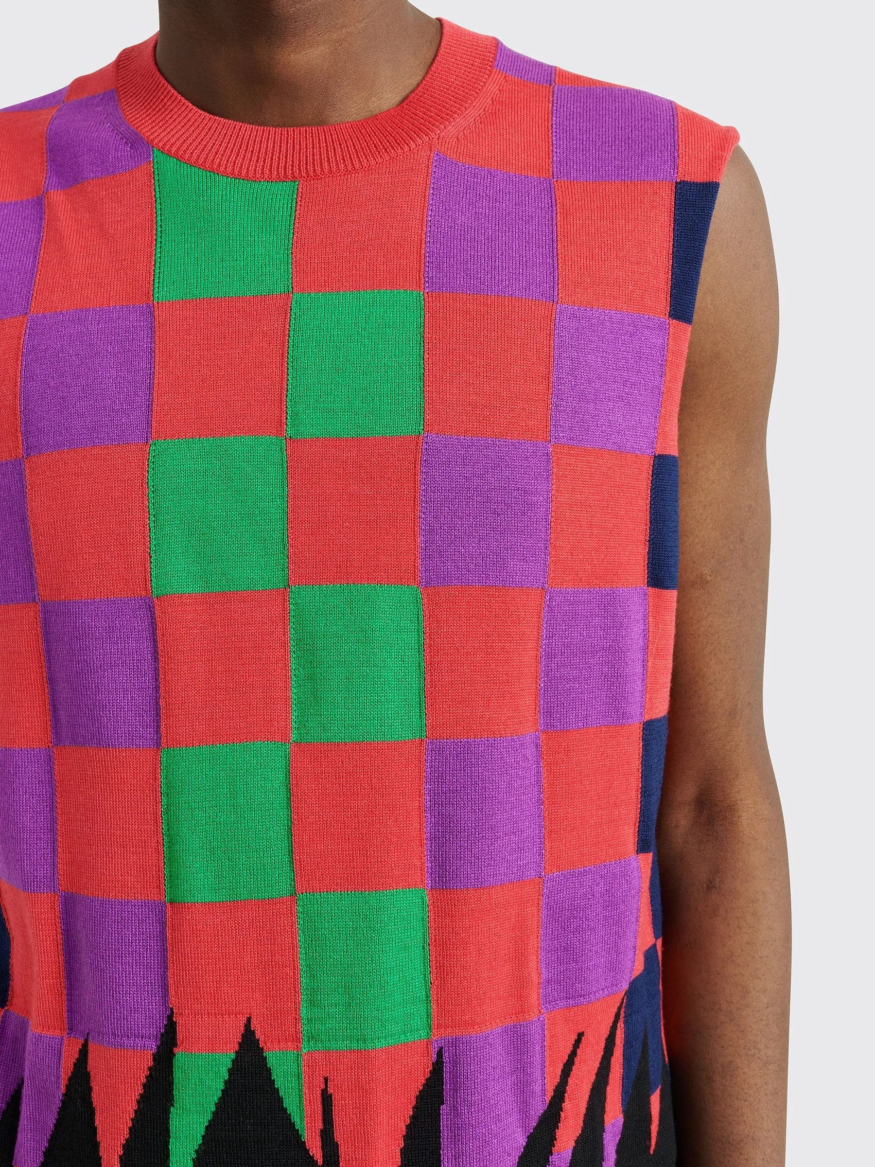 Comme des Garçons Homme Plus Knitted Pullover Vest Multi Check