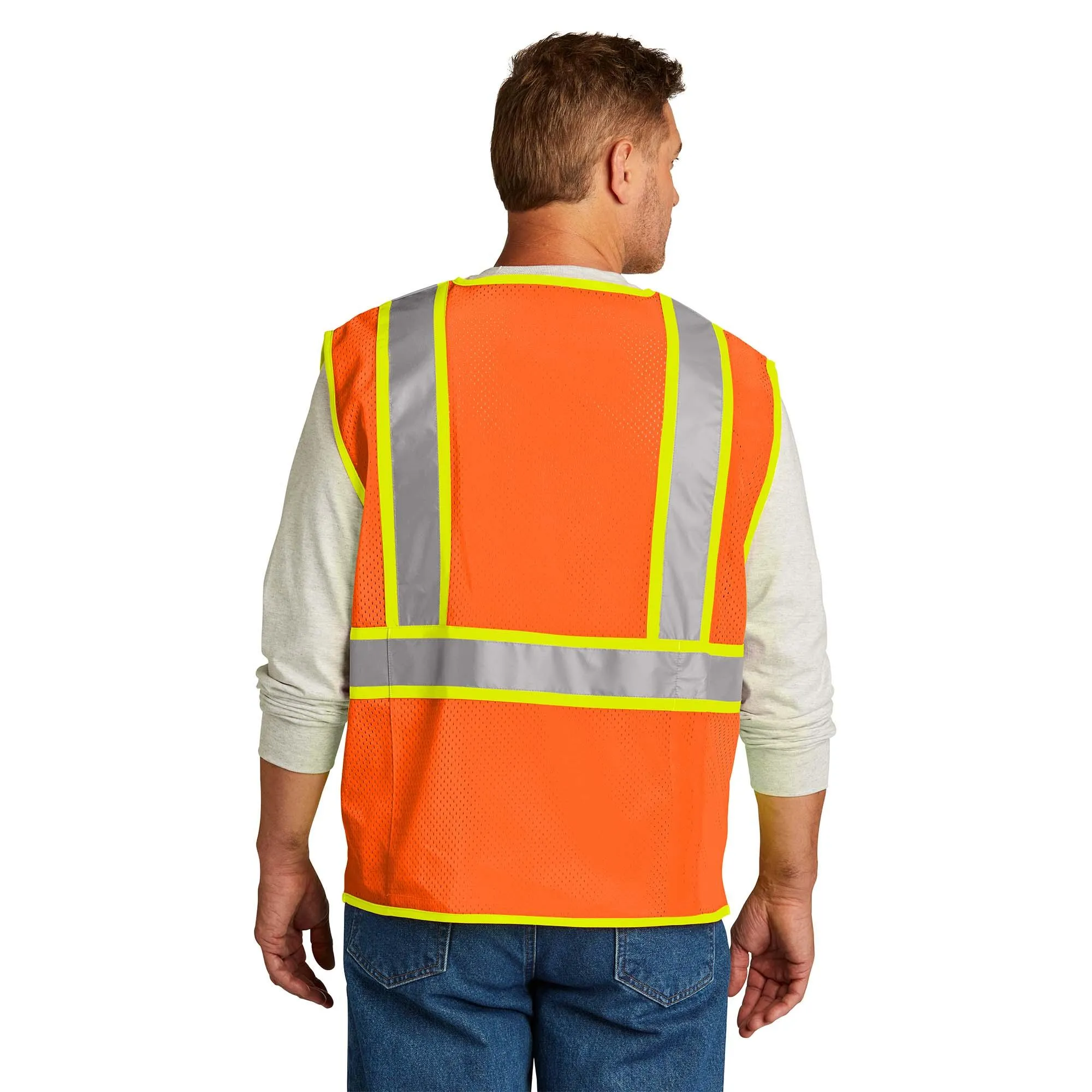 CornerStone CSV105 ANSI 107 Class 2 Surveyor Zippered Two-Tone Vest - Orange