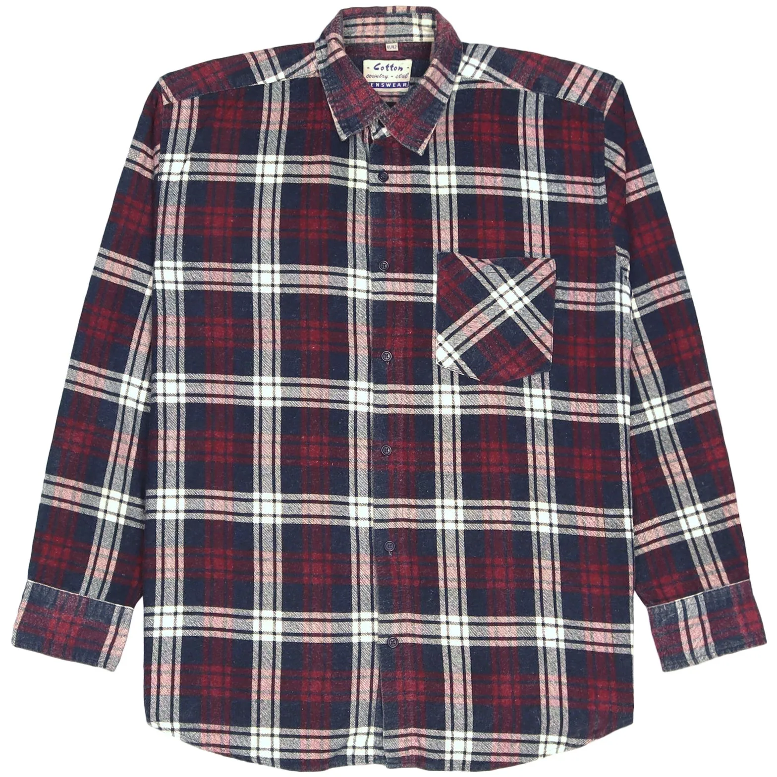 Cotton Country Club Checkered Flannel Shirt Red Navy