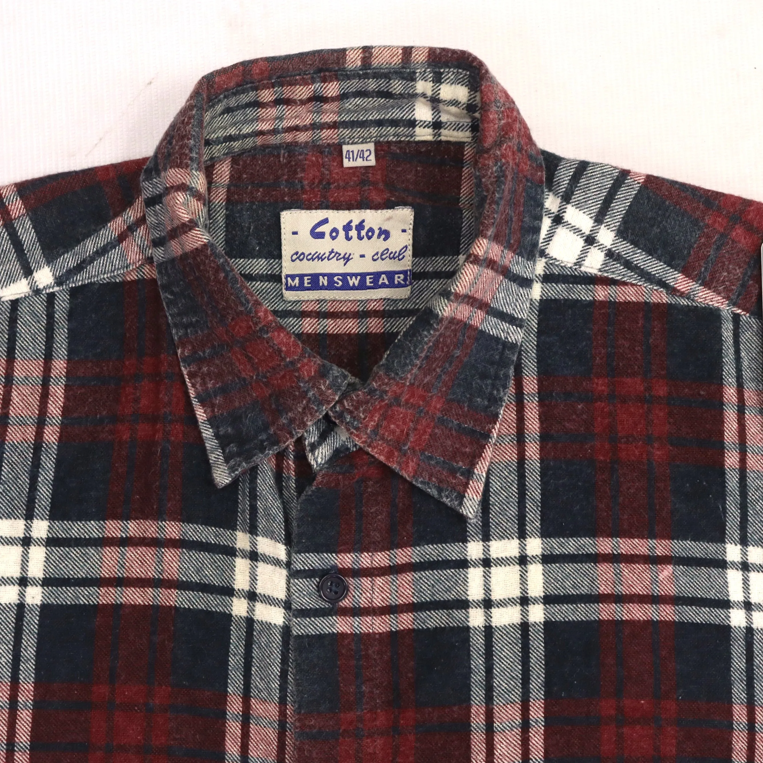 Cotton Country Club Checkered Flannel Shirt Red Navy