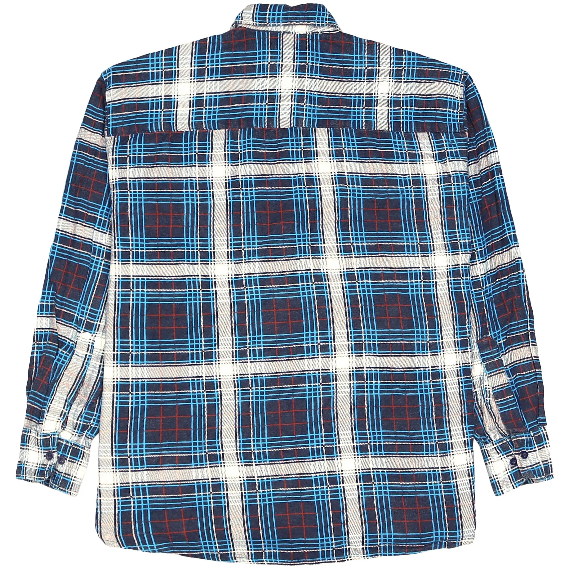 Country Trader Checkered Flannel Shirt Blue Navy Cream