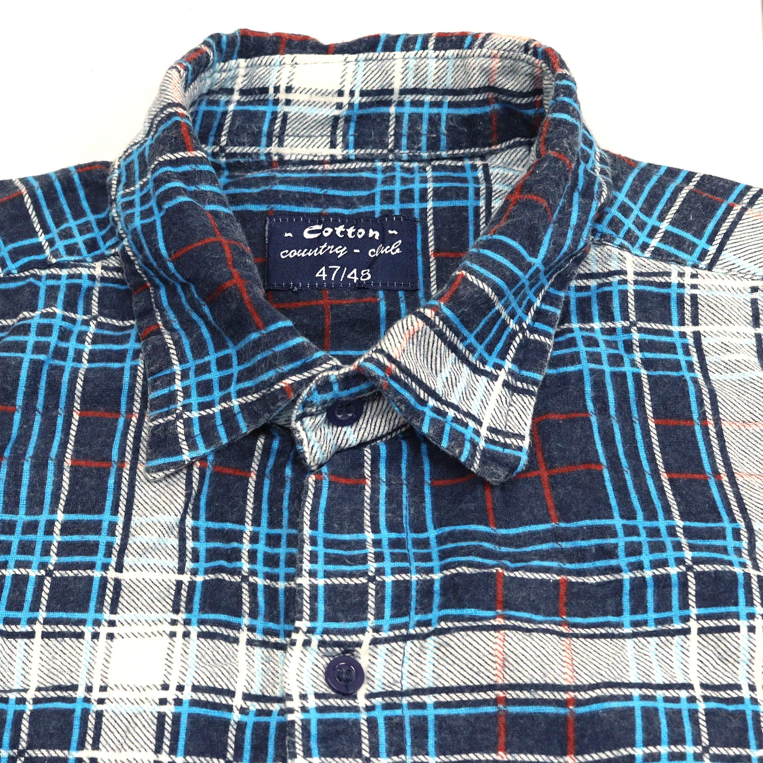 Country Trader Checkered Flannel Shirt Blue Navy Cream