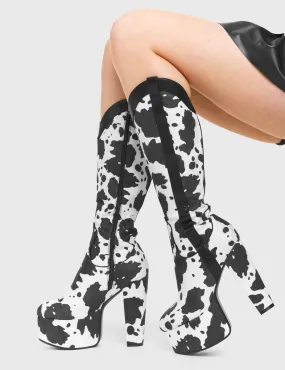 Cowgirl Platform Knee High Boots