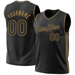 Custom Black Old Gold Authentic Throwback Basketball Jersey