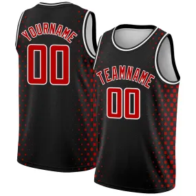 Custom Black Red-White Halftone Authentic City Edition Basketball Jersey