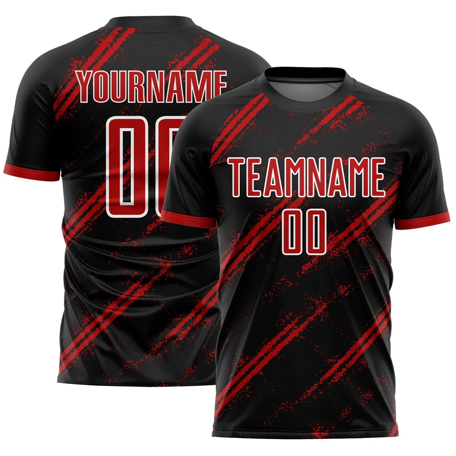 Custom Black Red-White Sublimation Soccer Uniform Jersey