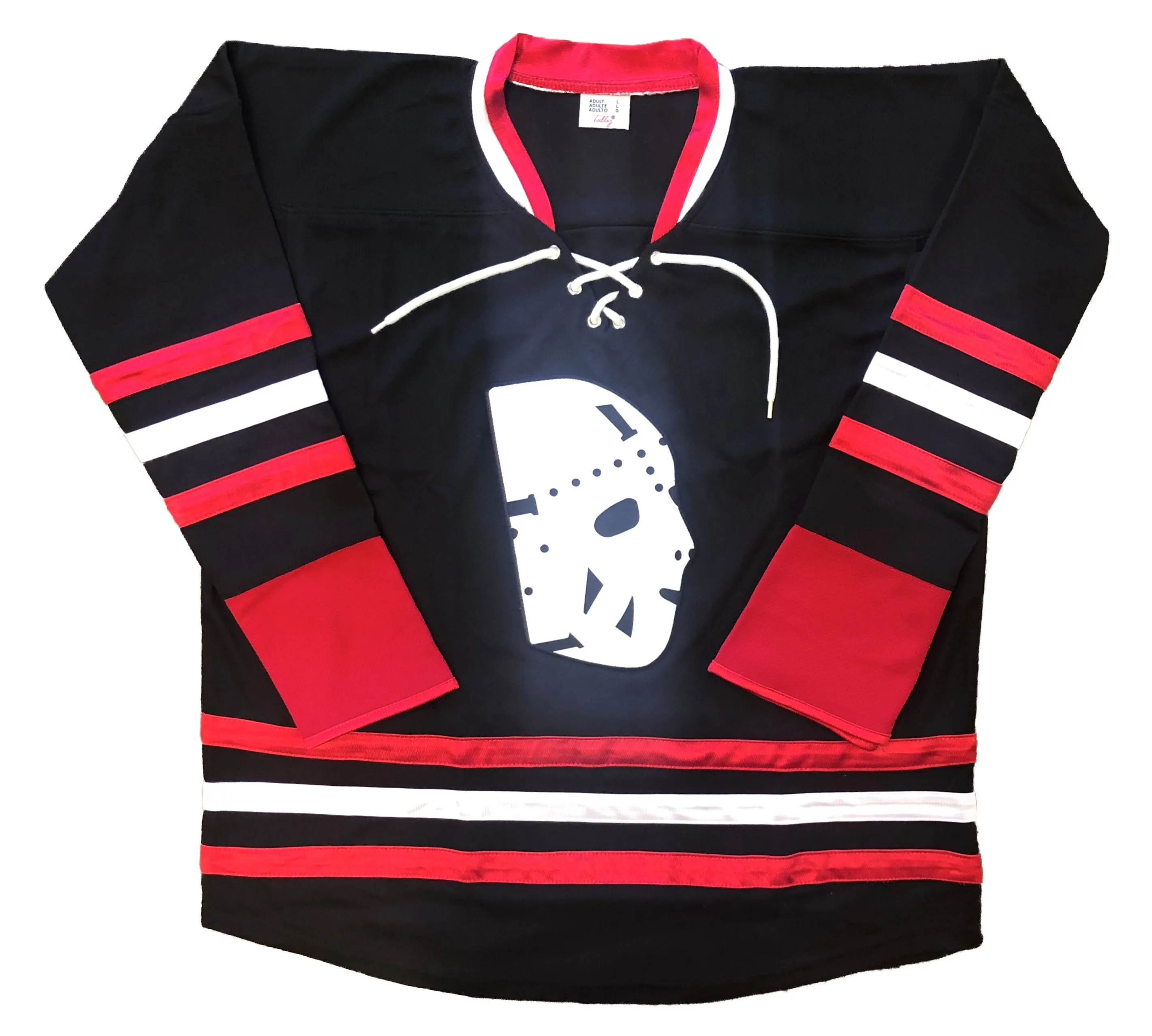 Custom Hockey Jerseys with a Goalie Mask Embroidered Twill Logo