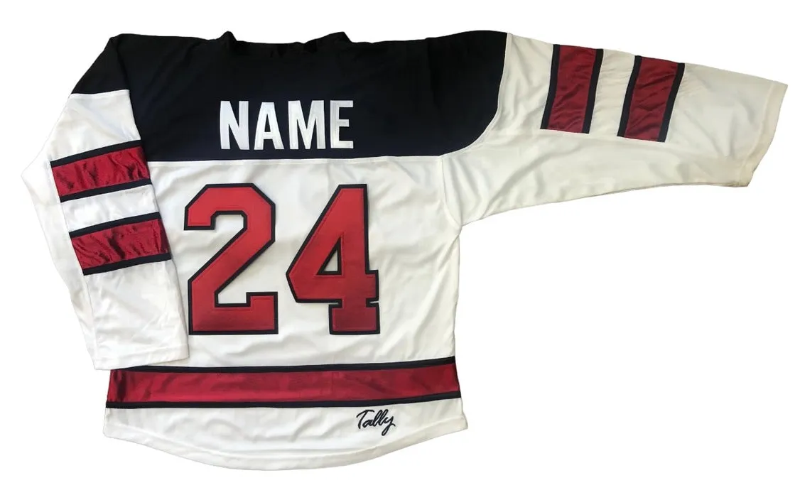 Custom Hockey Jerseys with a Skating Devil Embroidered Twill Logo