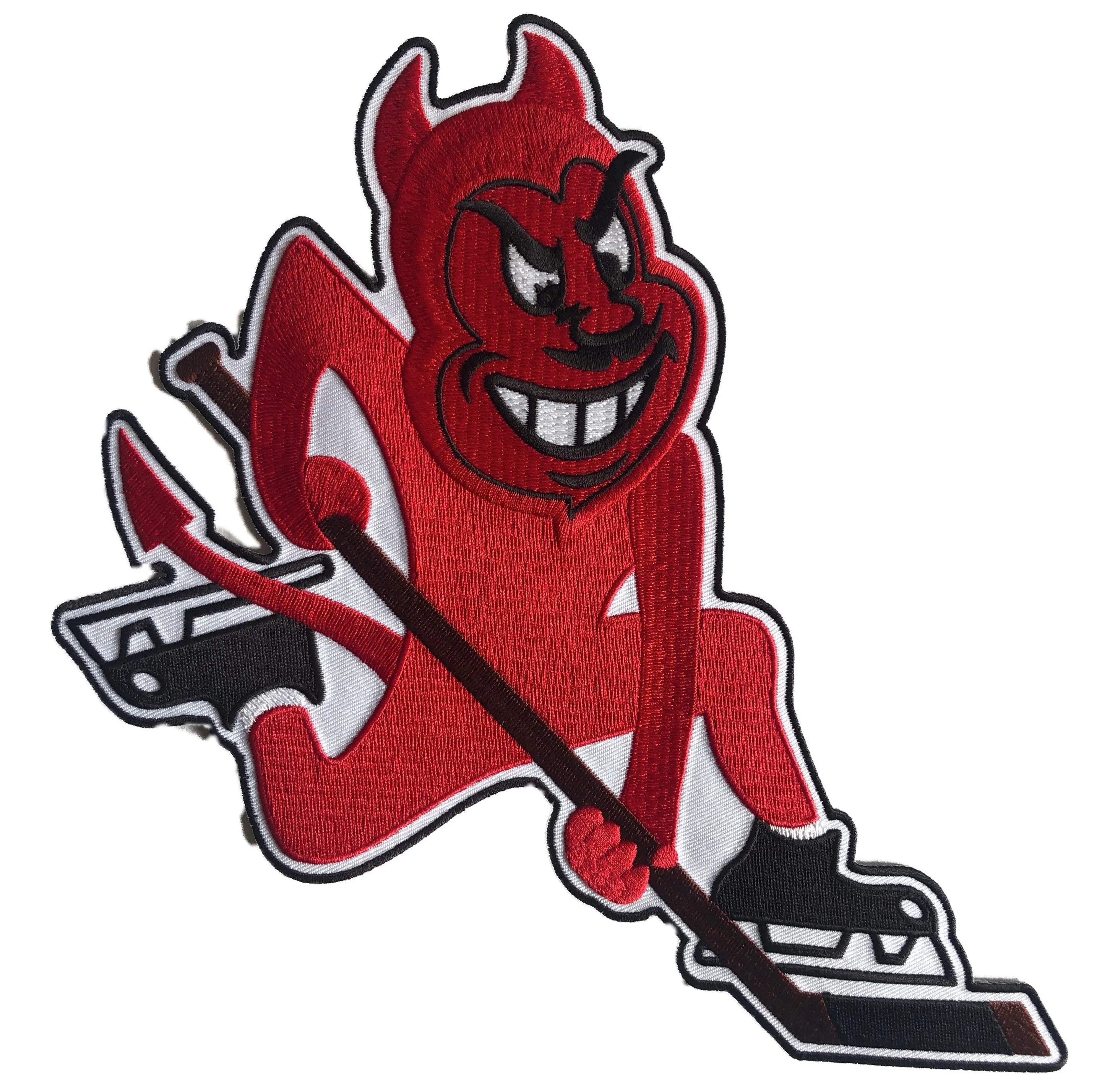 Custom Hockey Jerseys with a Skating Devil Embroidered Twill Logo