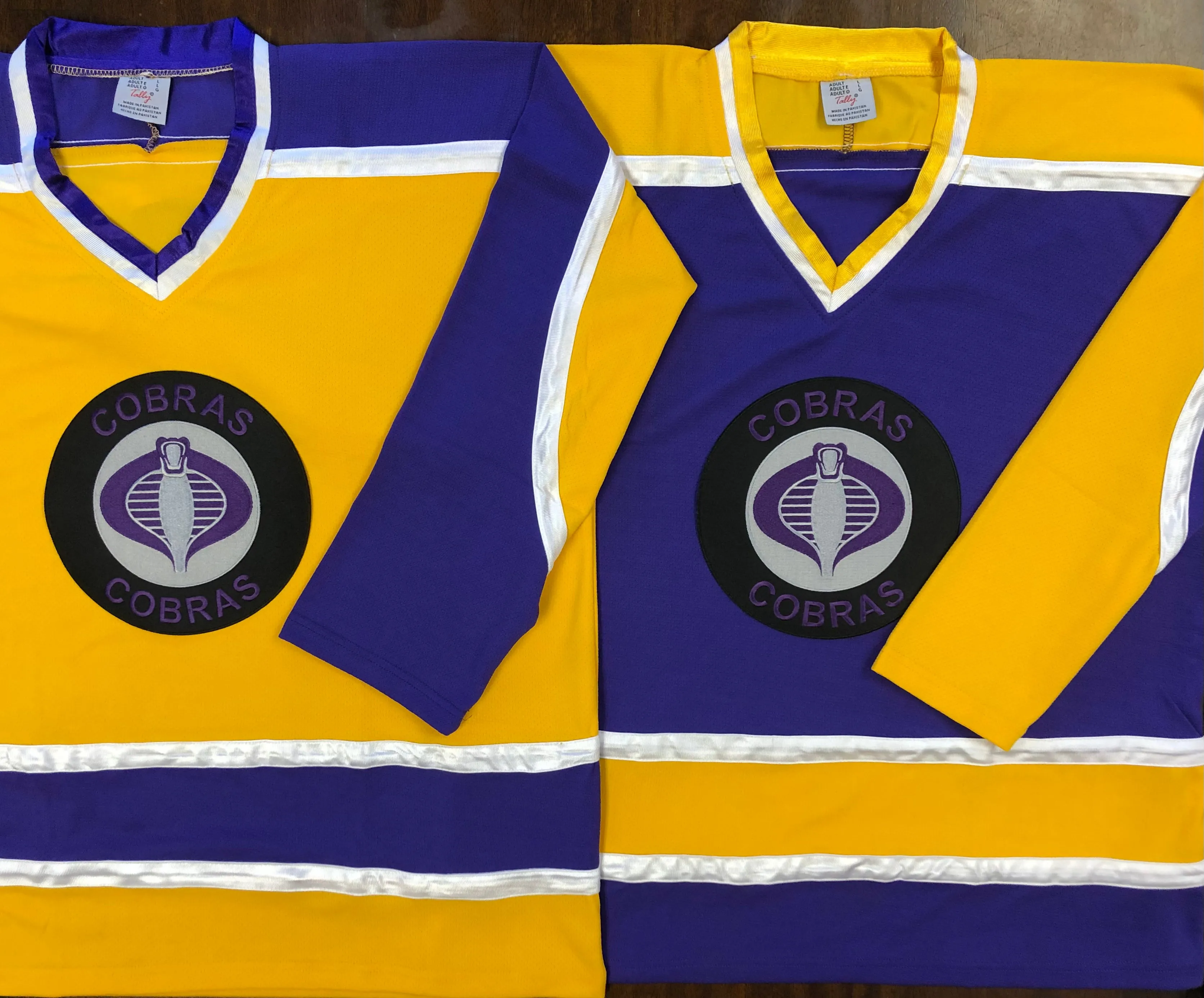 Custom Hockey Jerseys with the Cobras Embroidered Twill Logo