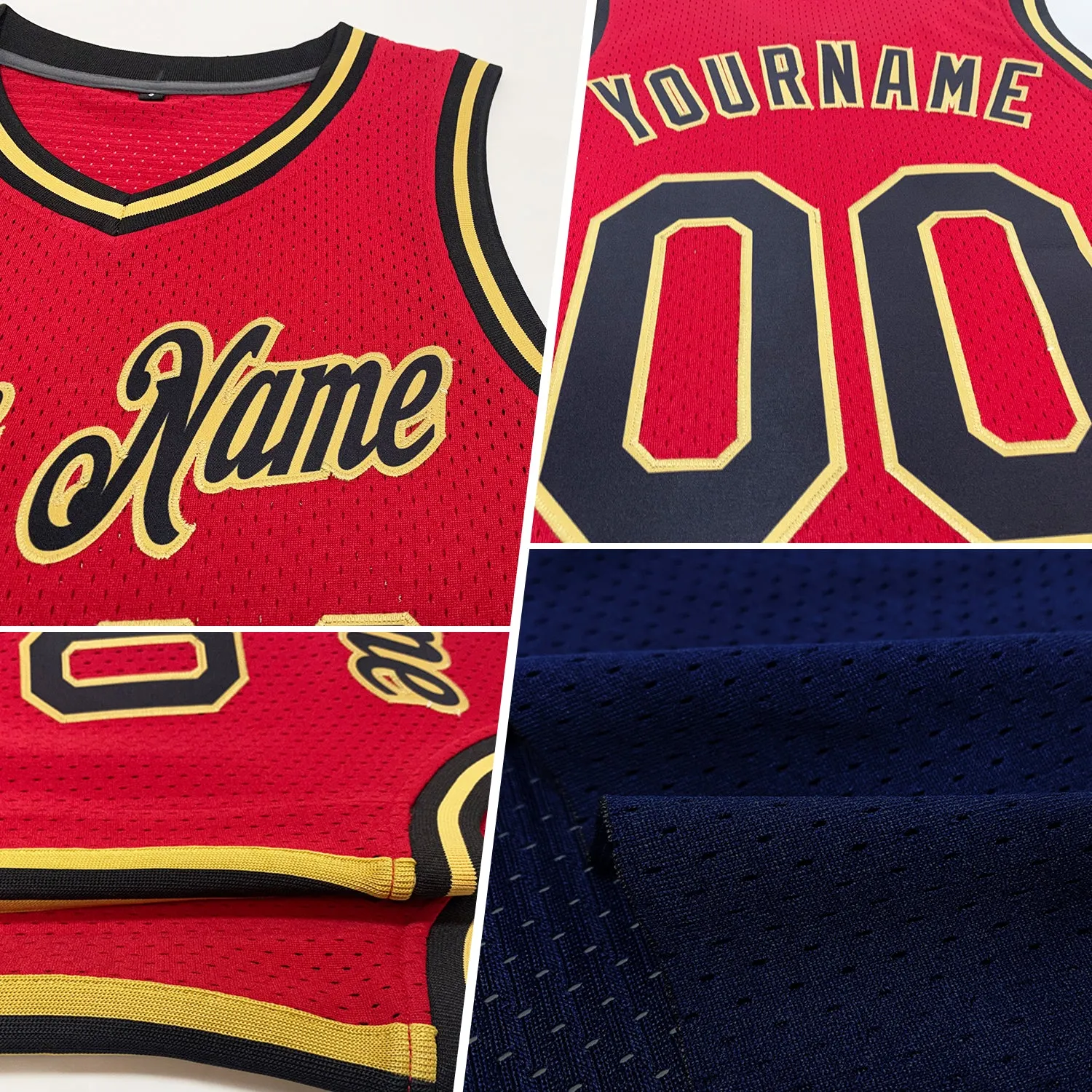 Custom Navy Gold-Orange Authentic Throwback Basketball Jersey