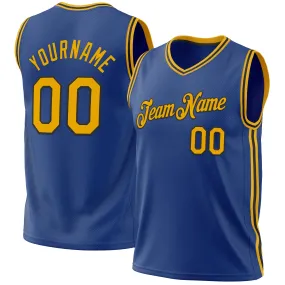 Custom Royal Gold-Black Authentic Throwback Basketball Jersey