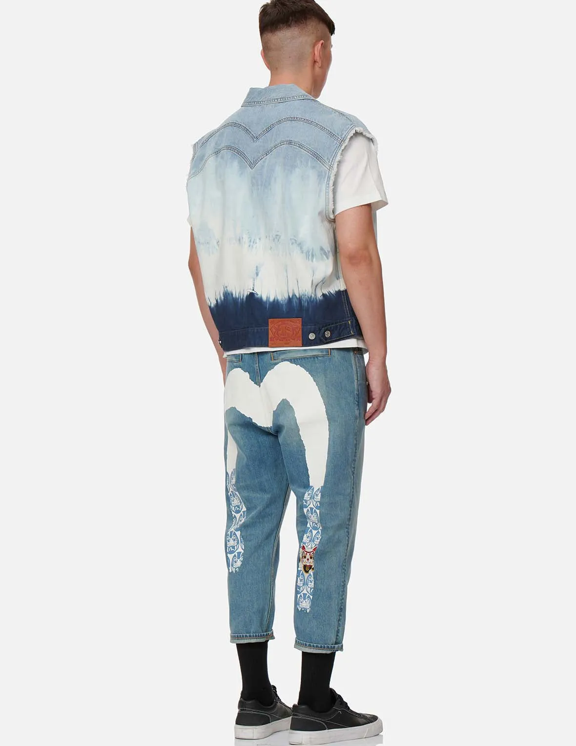 Daicock Insert Tie-dye Denim Vest