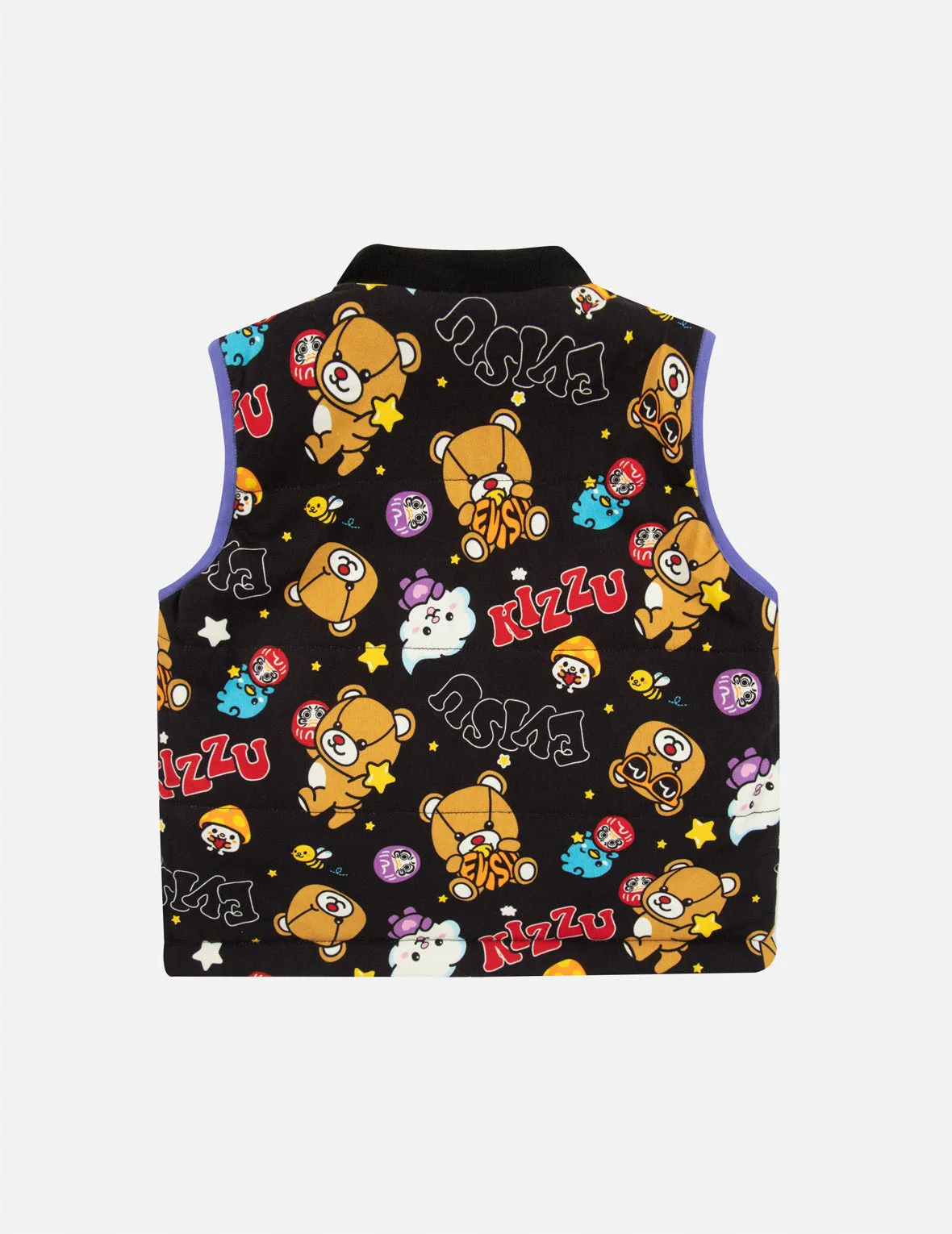 Daruma Bear Print Reversible Fleece Vest