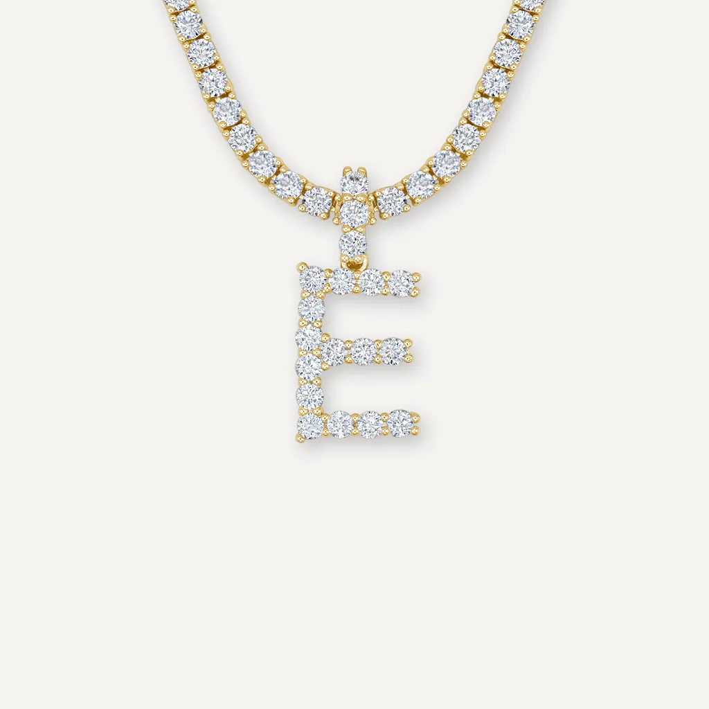 Diamond Letter Necklace & 3mm Tennis Chain