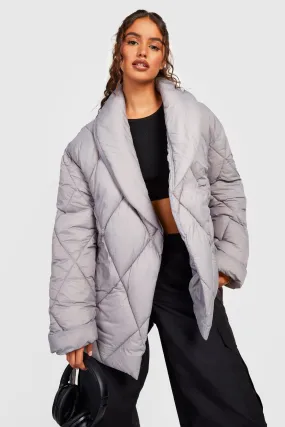 Diamond Quilted Wrap Puffer