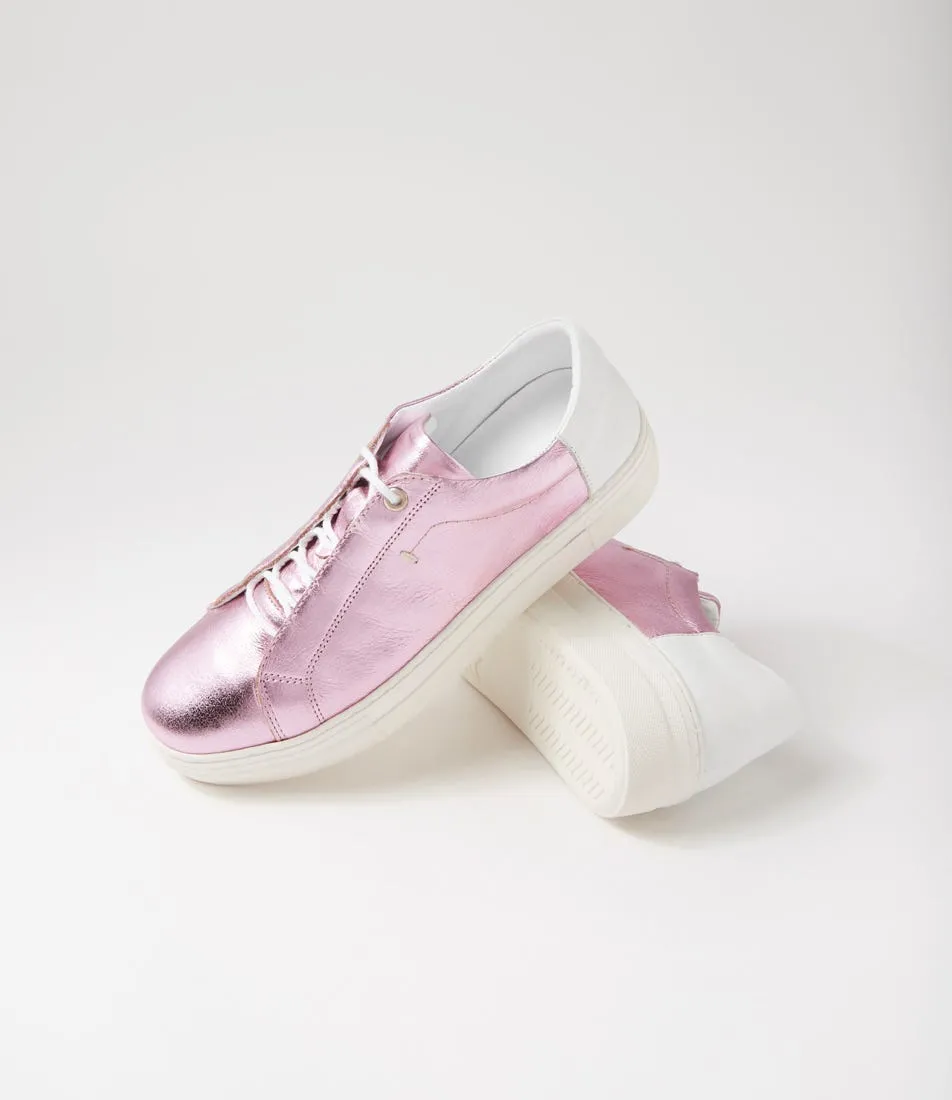 DIANA FERRARI Jimsoe Pink Metallic White Leather Sneakers