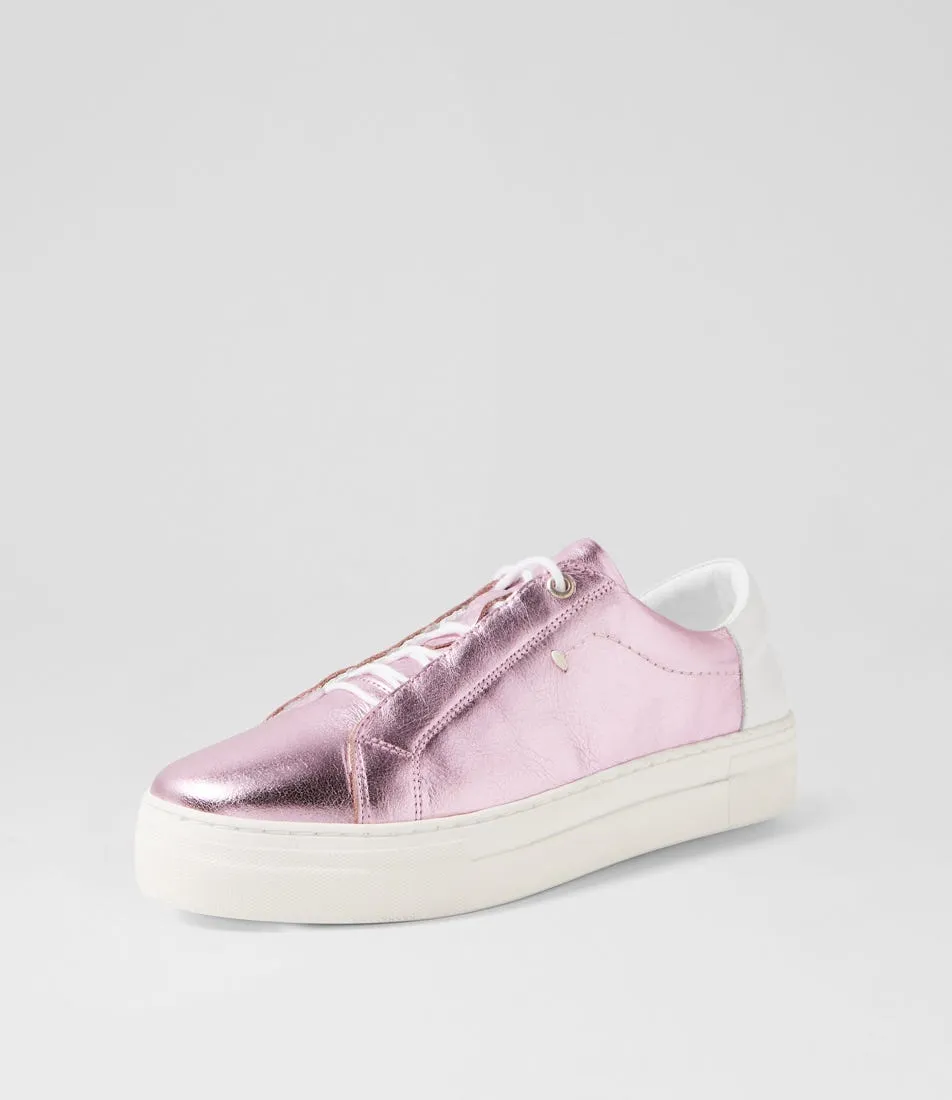 DIANA FERRARI Jimsoe Pink Metallic White Leather Sneakers