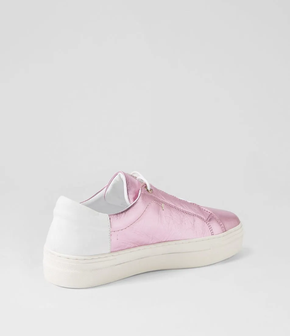 DIANA FERRARI Jimsoe Pink Metallic White Leather Sneakers