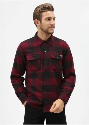 Dickies Men's Sacramento Flannel Shirt Maroon Red