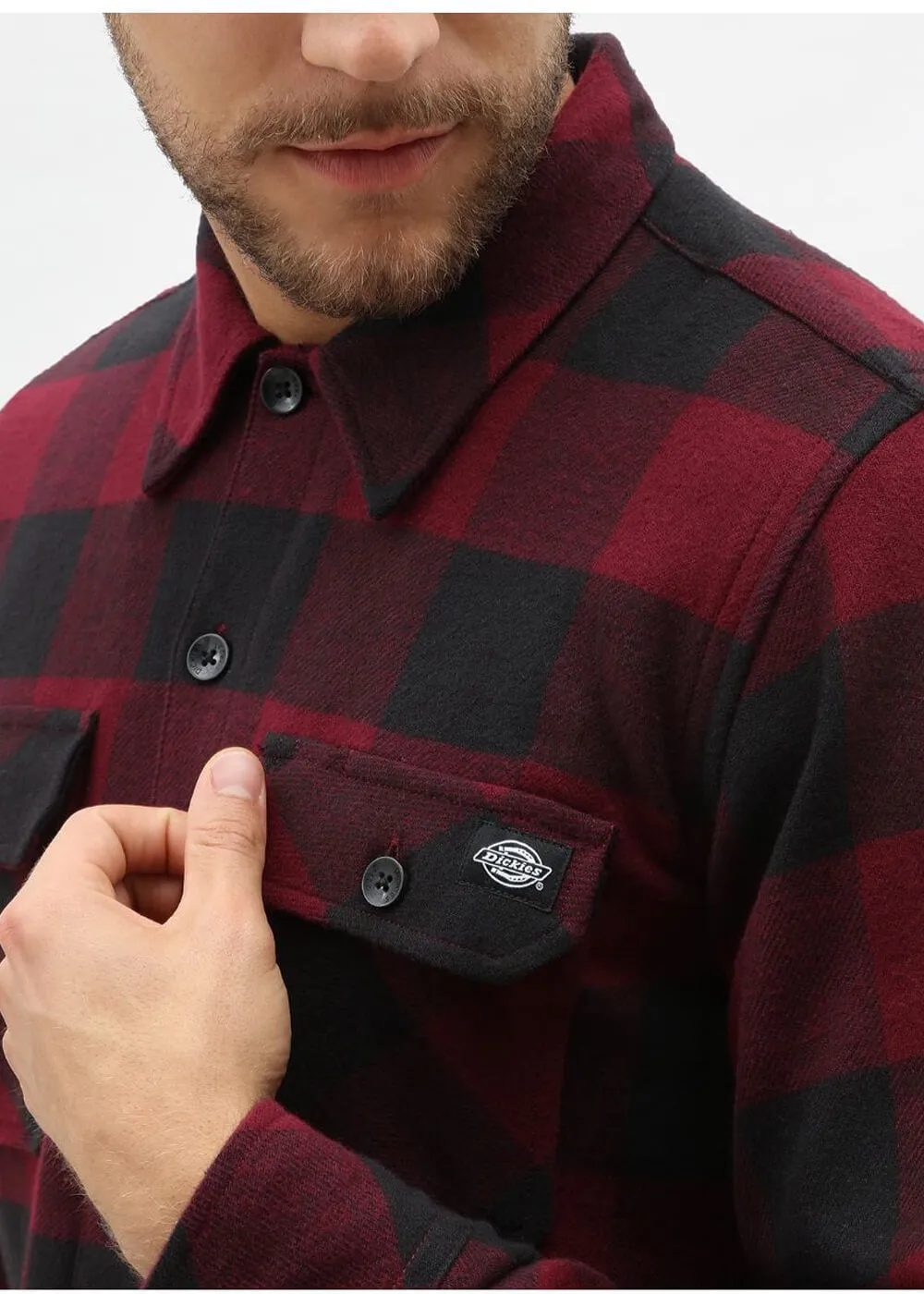 Dickies Men's Sacramento Flannel Shirt Maroon Red