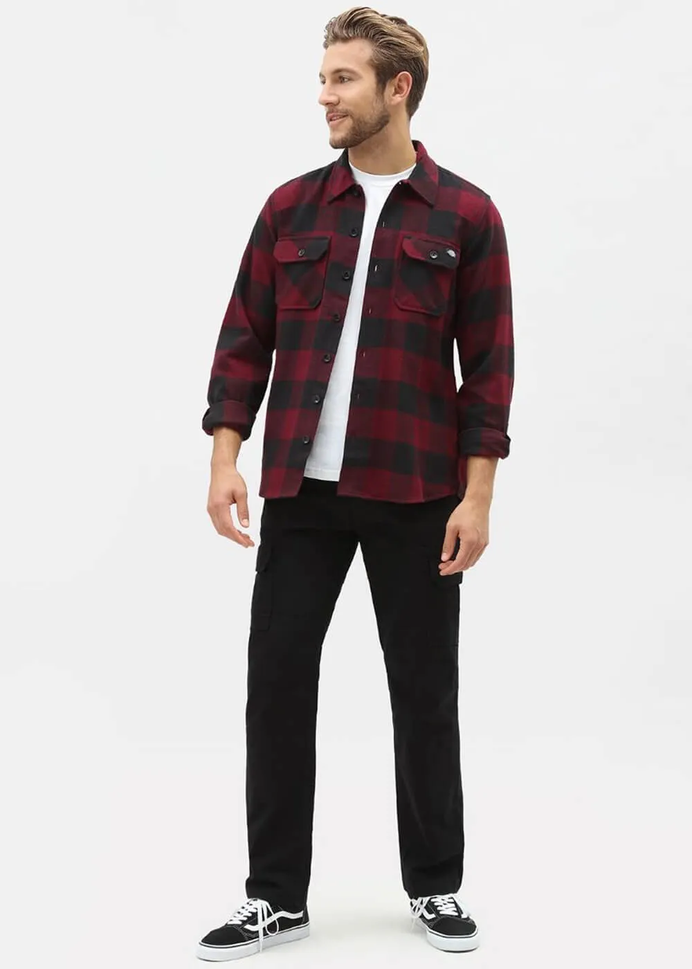 Dickies Men's Sacramento Flannel Shirt Maroon Red