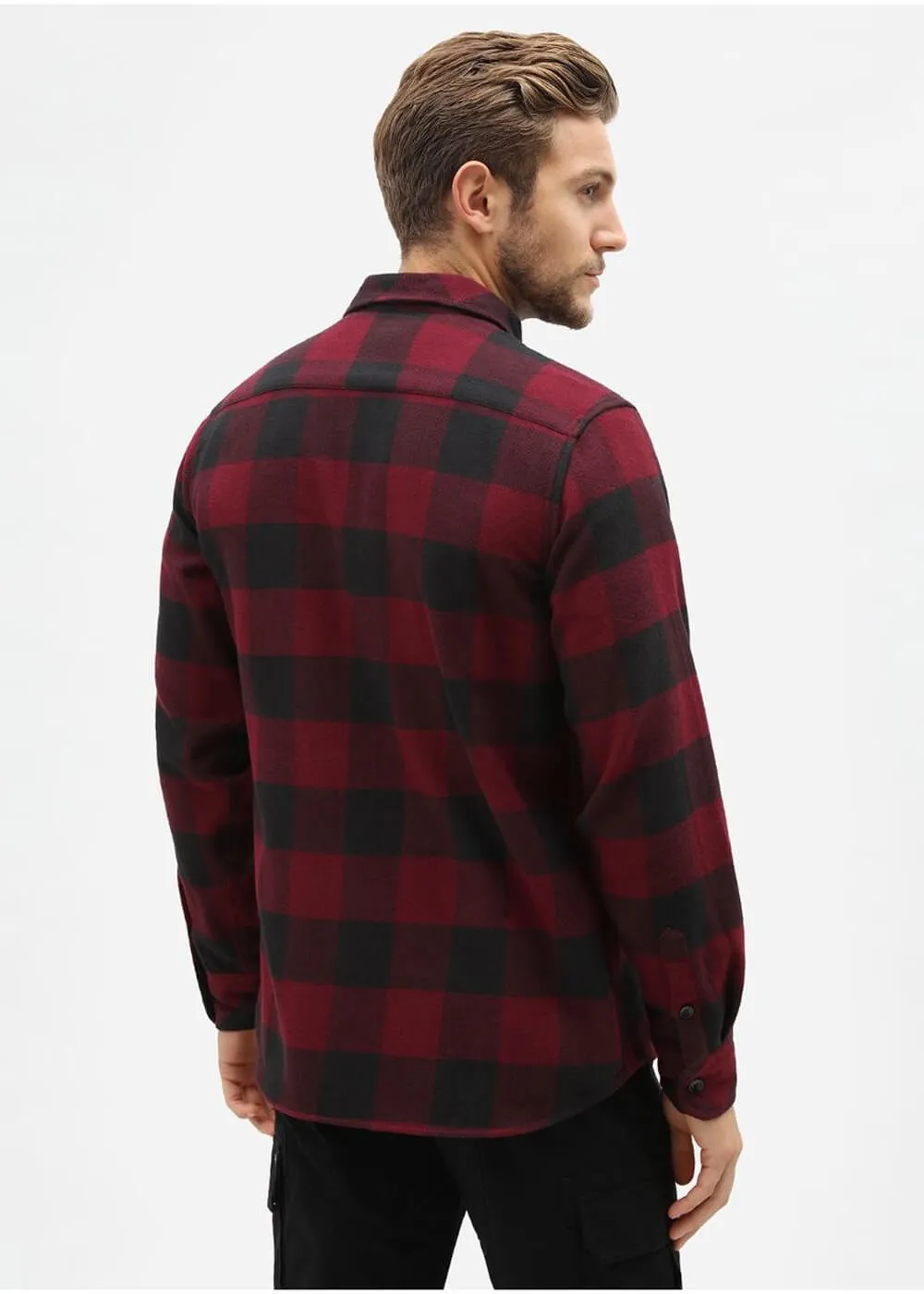 Dickies Men's Sacramento Flannel Shirt Maroon Red