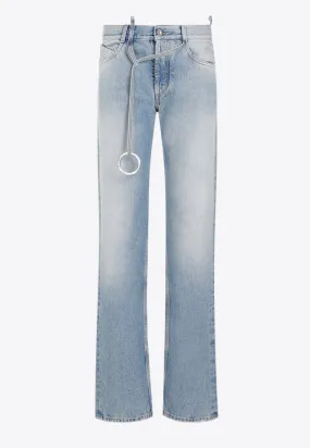 Distressed Straight-Leg Jeans