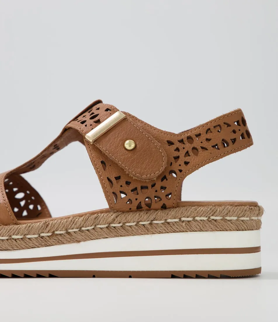 DJANGO & JULIETTE Amarya Dark Tan Leather Sandals