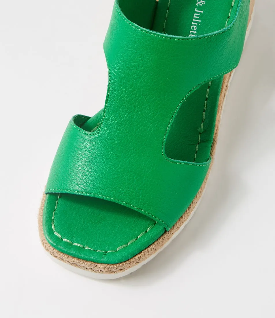 DJANGO & JULIETTE Ippa Bright Emerald Leather Sandals