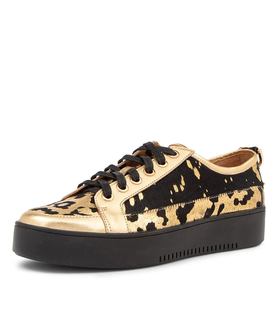 DJANGO & JULIETTE Laci Old Gold Leopard Leather Sneakers