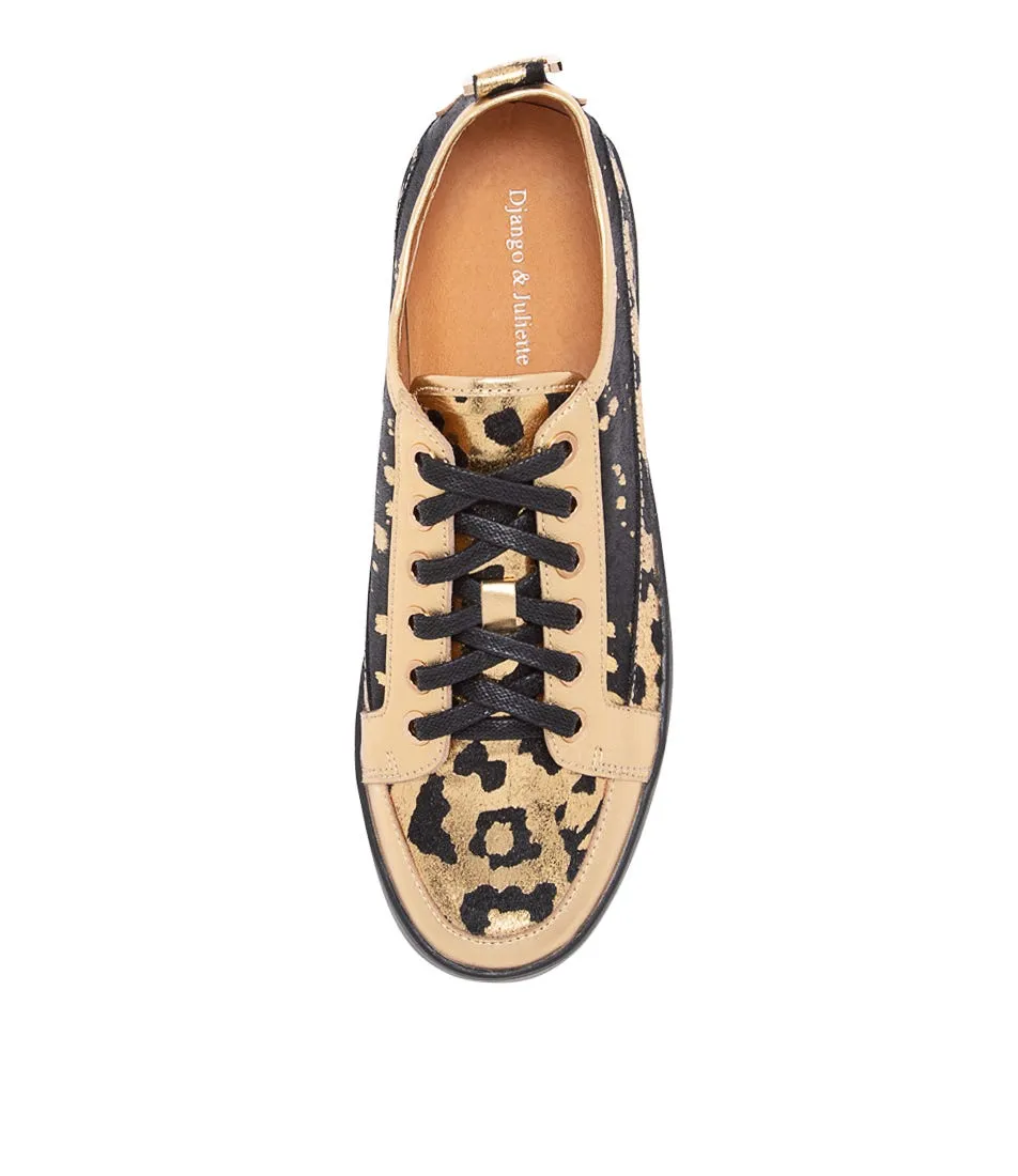 DJANGO & JULIETTE Laci Old Gold Leopard Leather Sneakers