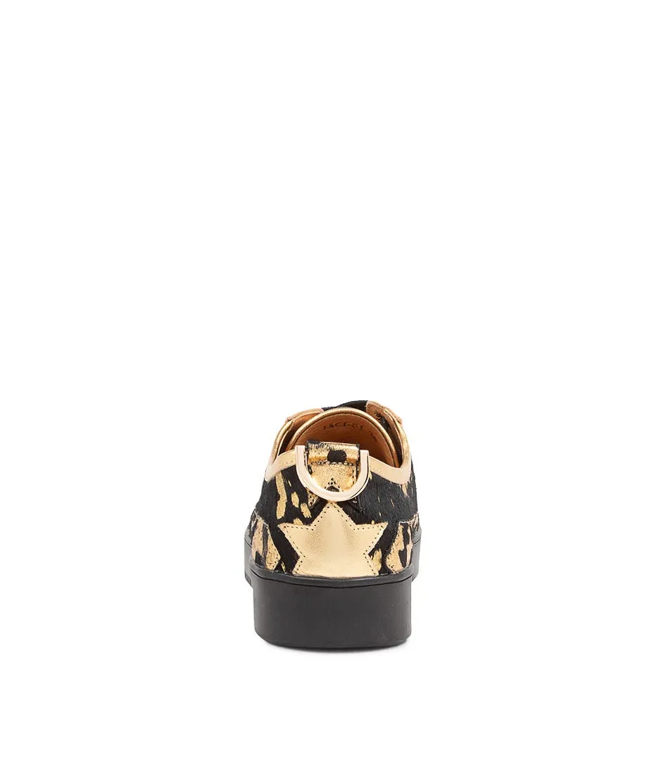 DJANGO & JULIETTE Laci Old Gold Leopard Leather Sneakers