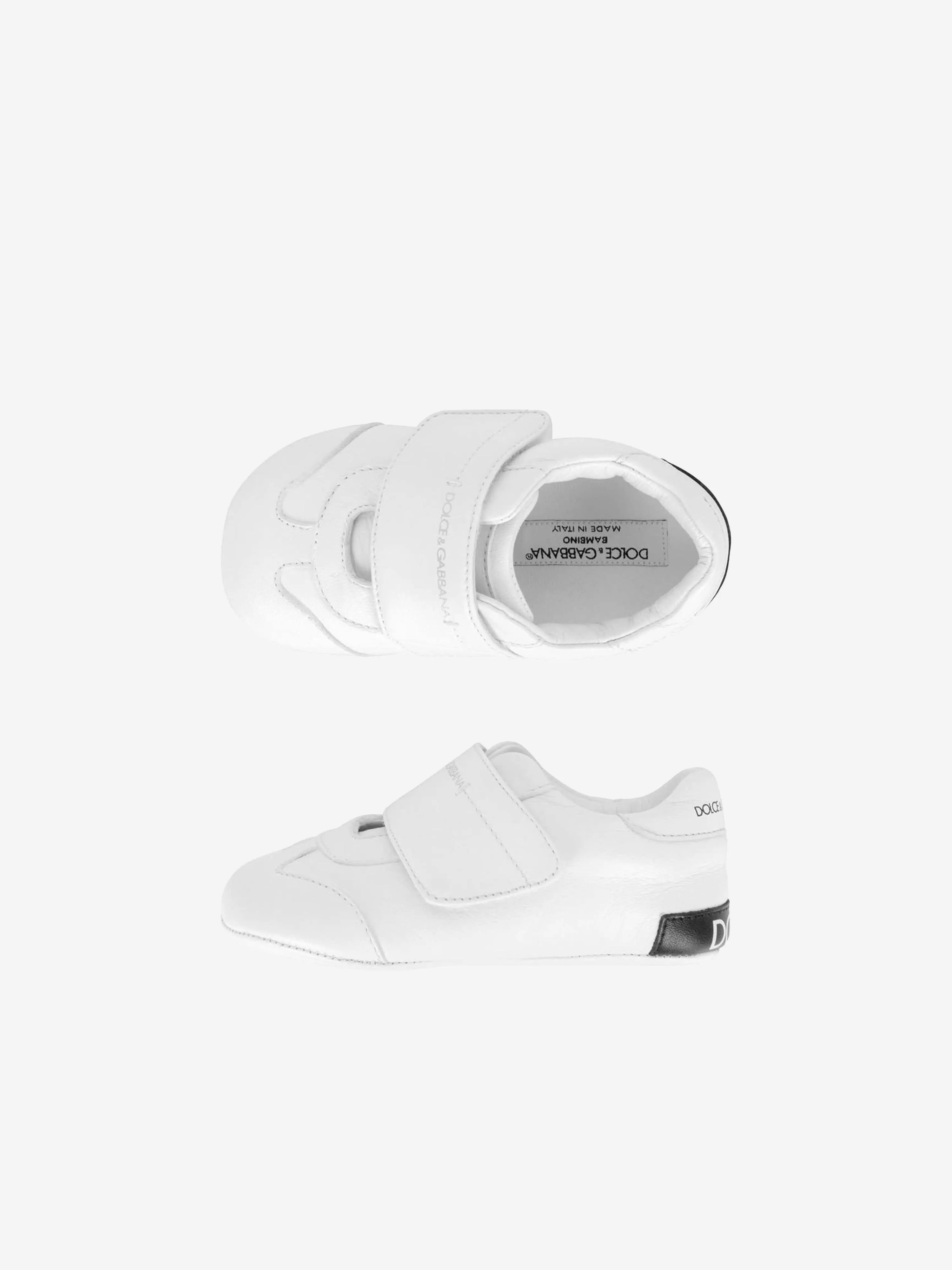 Dolce & Gabbana Kids - Dolce & Gabbana Baby Boys White Leather Pre-Walker Trainers | Childsplay Clothing