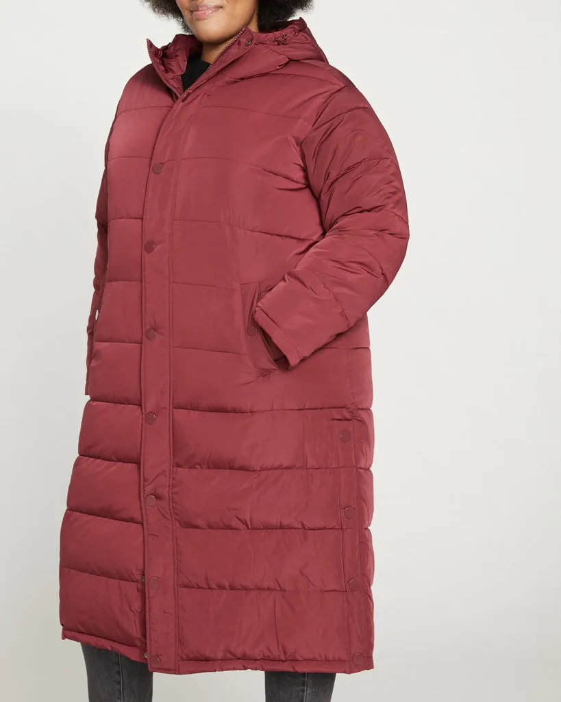 Everest Long Hooded Puffer - Rioja