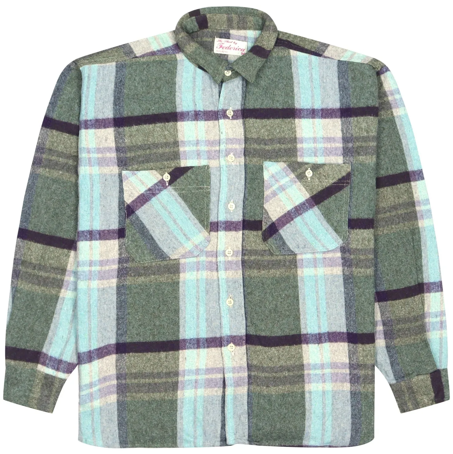 Federica Flannel Shirt Green Blue Grey