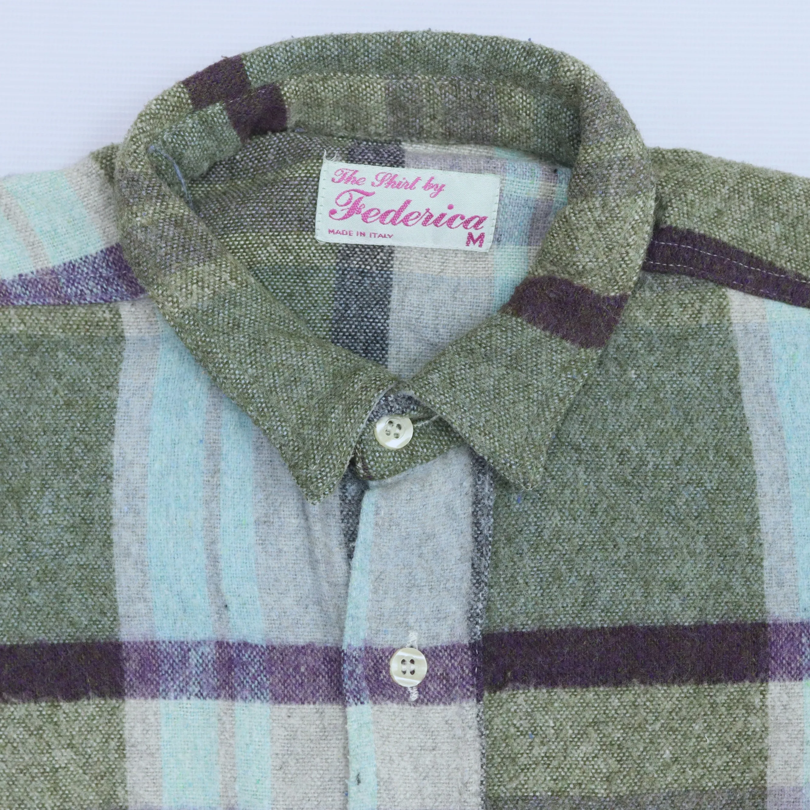 Federica Flannel Shirt Green Blue Grey