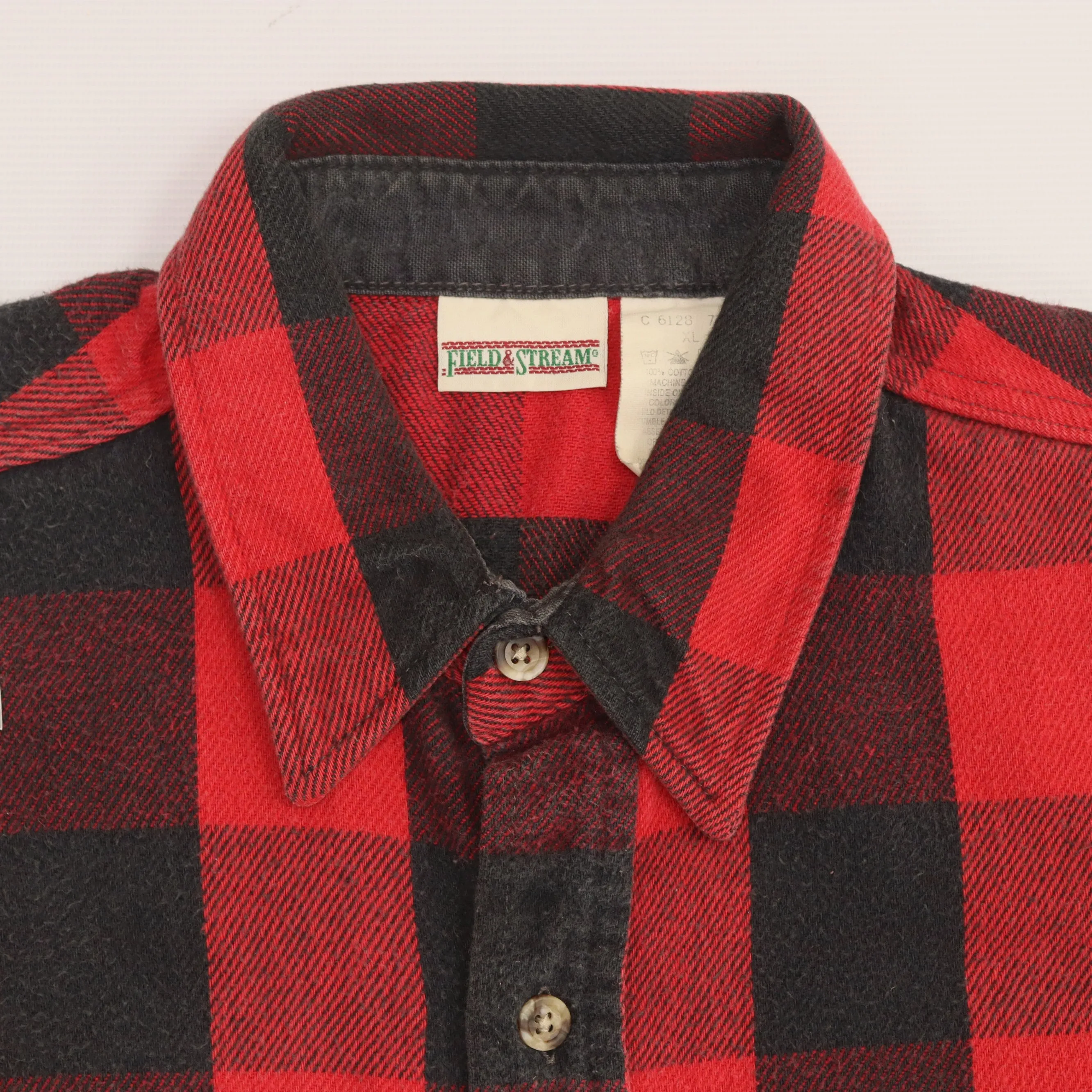 Field & Stream Vintage Checkered Flannel Shirt Red Black