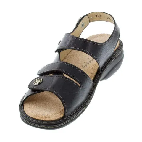 Finn Comfort Womens Gomera Sandals - Plisseelight Schwarz