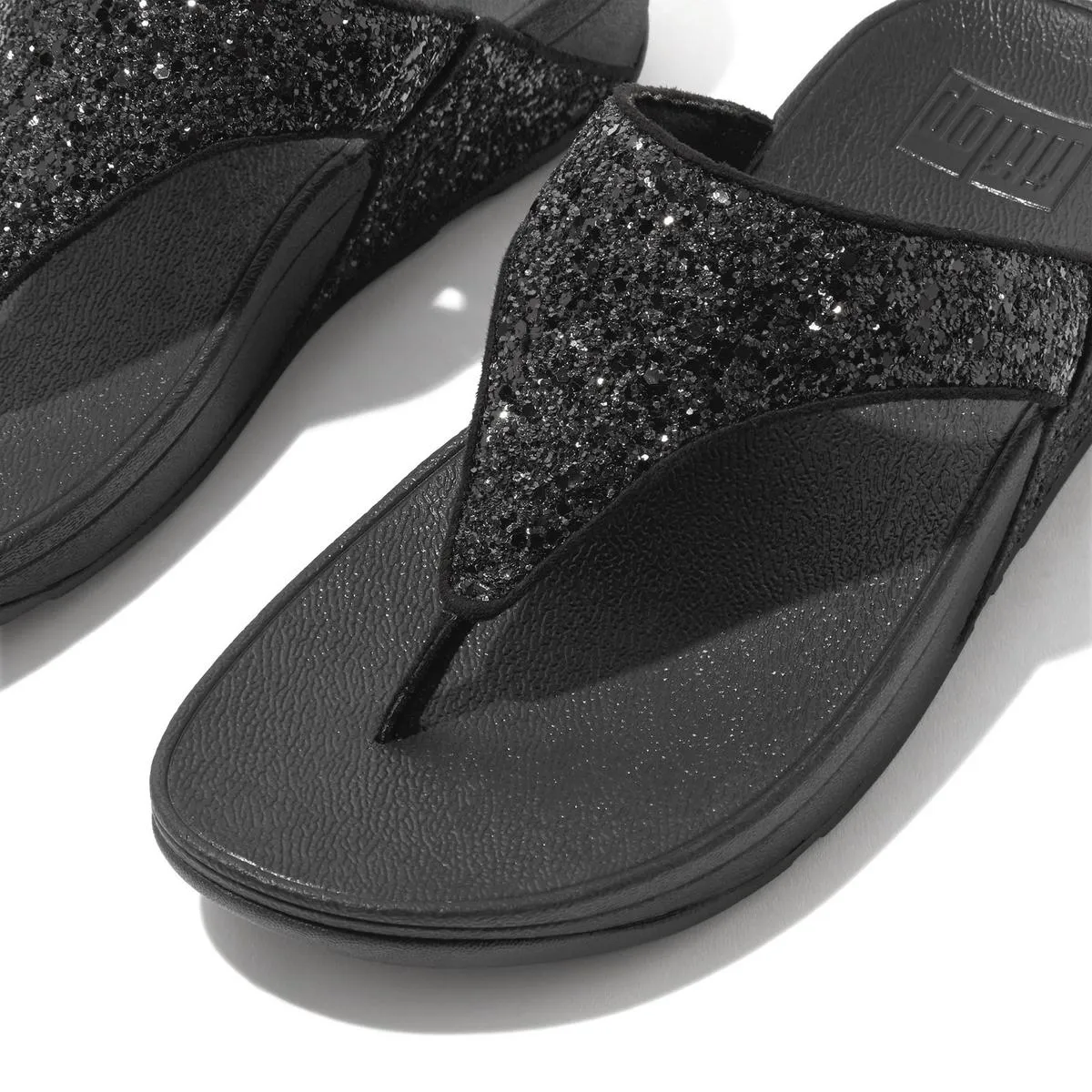 Fitflop Lulu Glitter Toe-Post Sandals Black